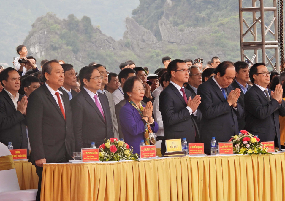  Đại biểu dự khai hội trong Lễ cầu Quốc thái, dân an. (Ảnh: Thanh Tùng/TTXVN)