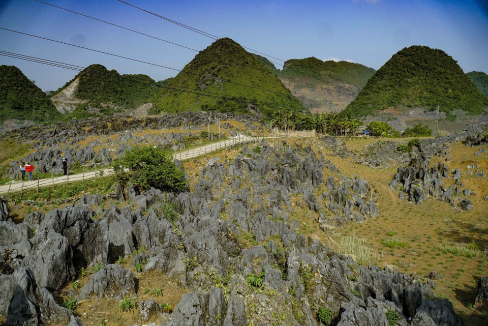 Những lớp đá tai mèo san sát nhau từ thung lũng đến đỉnh đồi tạo nên vẻ đẹp hoang sơ, kỳ vỹ của vùng đất Tủa Chùa. (Ảnh: Xuân Tư/TTXVN)