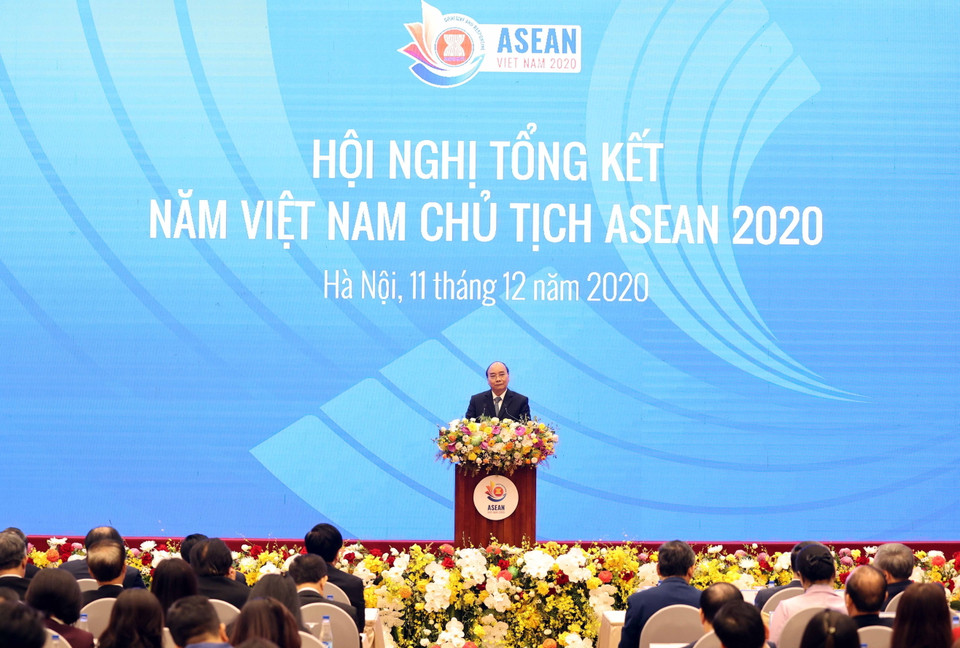 Thủ tướng Nguyễn Xuân Phúc, Chủ tịch ASEAN 2020 phát biểu. (Ảnh: Thống Nhất/TTXVN)