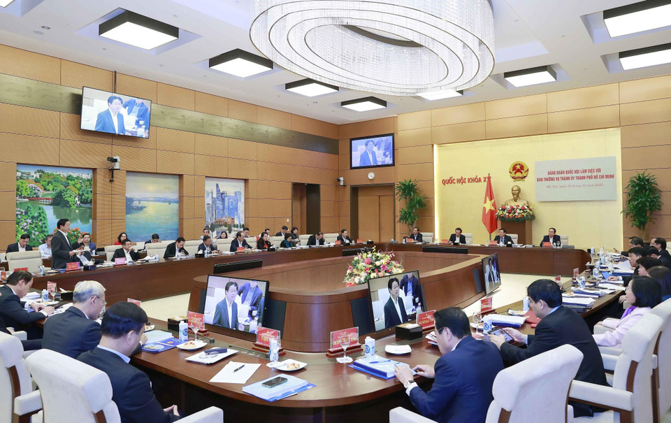 Quang cảnh buổi làm việc. (Ảnh: Doãn Tấn/TTXVN)