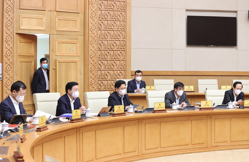 Các bộ trưởng, thành viên Chính phủ tham dự phiên họp. (Ảnh: Dương Giang/TTXVN)