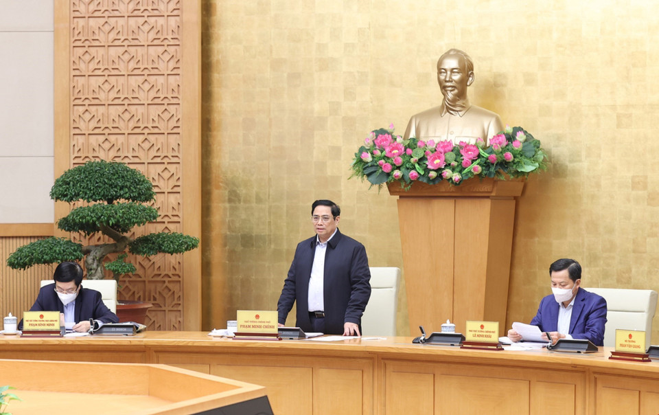 Thủ tướng Phạm Minh Chính chủ trì Phiên họp Chính phủ thường kỳ tháng 11 năm 2021. (Ảnh: Dương Giang/TTXVN)