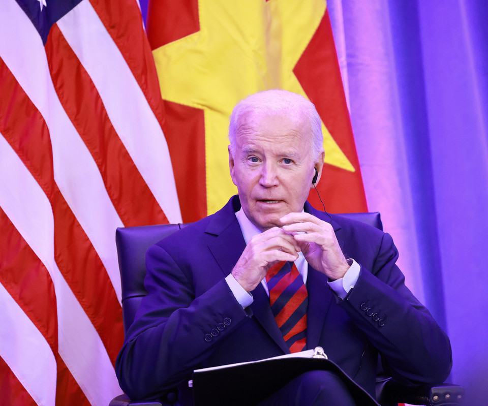 Tổng thống Hoa Kỳ Joe Biden phát biểu. (Ảnh: Lâm Khánh/TTXVN)