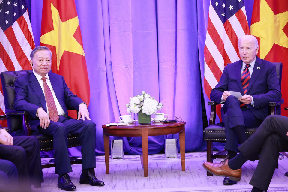 Tổng Bí thư, Chủ tịch nước Tô Lâm gặp Tổng thống Hoa Kỳ Joe Biden. (Ảnh: Lâm Khánh/TTXVN)