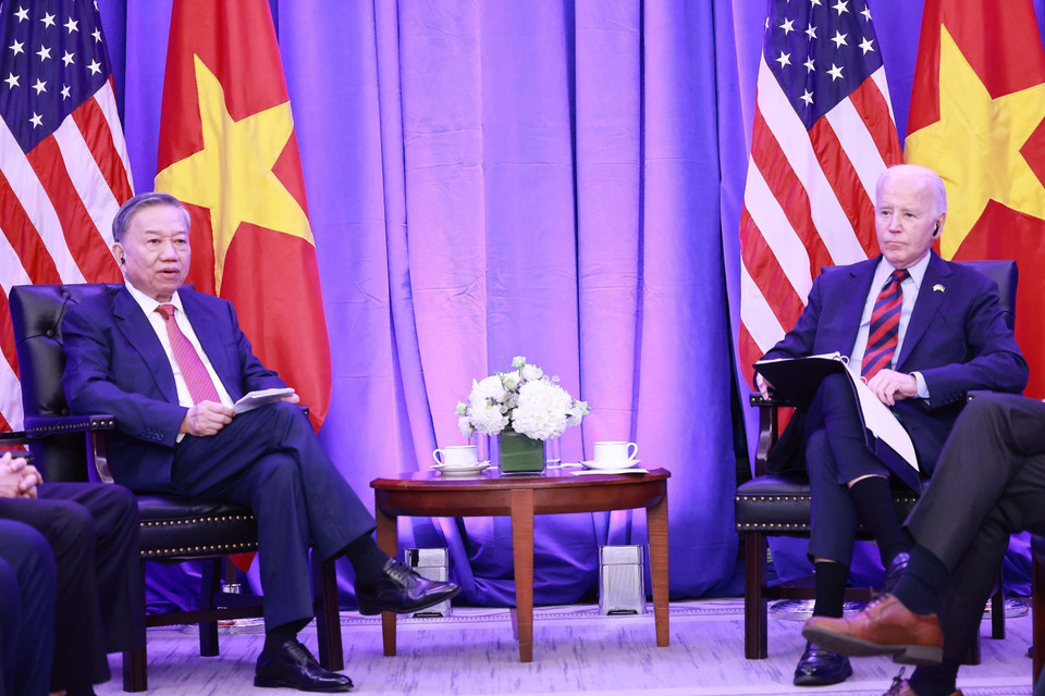 Tổng Bí thư, Chủ tịch nước Tô Lâm gặp Tổng thống Hoa Kỳ Joe Biden. (Ảnh: Lâm Khánh/TTXVN)