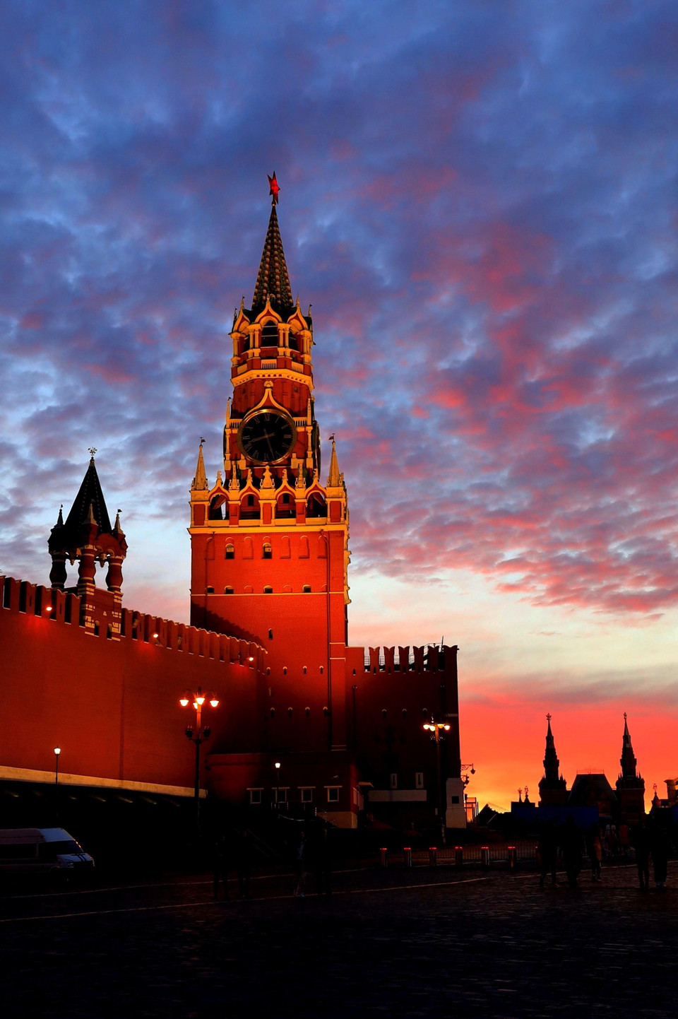 Tường thành Điện Kremlin trong bóng hoàng hôn. (Ảnh: Trần Hiếu/TTXVN)