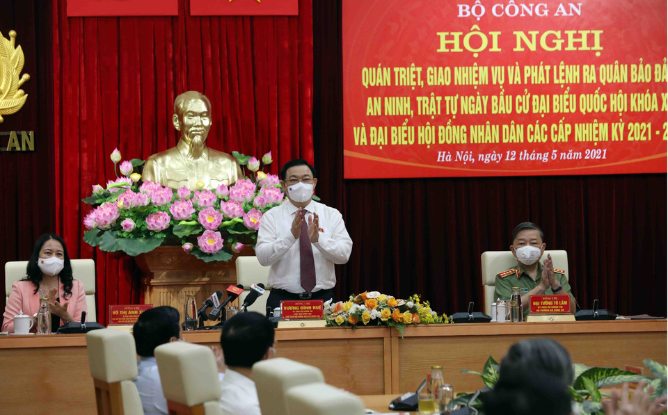 Chủ tịch Quốc hội Vương Đình Huệ tại hội nghị. (Ảnh: Phạm Kiên/TTXVN)