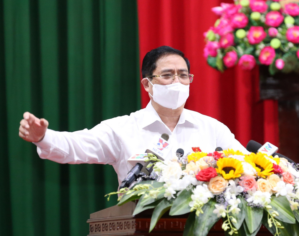 Thủ tướng Phạm Minh Chính phát biểu. (Ảnh: Văn Điệp/TTXVN)