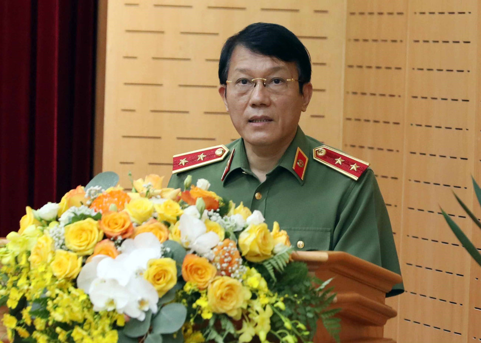 Trung tướng Lương Tam Quang,Thứ trưởng Bộ Công an, Trưởng Tiểu ban an ninh, trật tự cuộc bầu cử phát biểu. (Ảnh: Phạm Kiên/TTXVN)