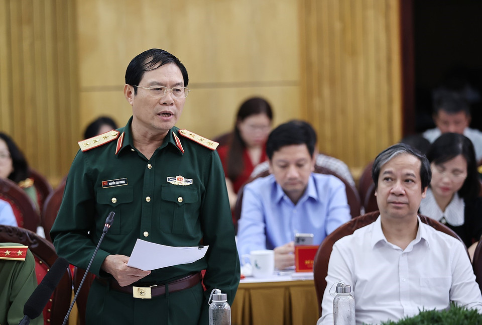 Thượng tướng Nguyễn Tân Cương, Tổng Tham mưu trưởng Quân đội Nhân dân Việt Nam, Thứ trưởng Bộ Quốc phòng phát biểu. (Ảnh: Dương Giang/TTXVN)