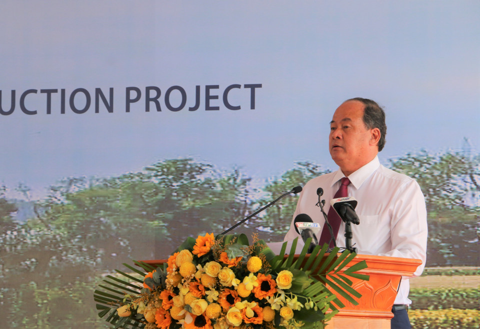 Ông Nguyễn Thanh Bình, Chủ tịch UBND tỉnh An Giang phát biểu tại buổi lễ. (Ảnh: Công Mạo/TTXVN)