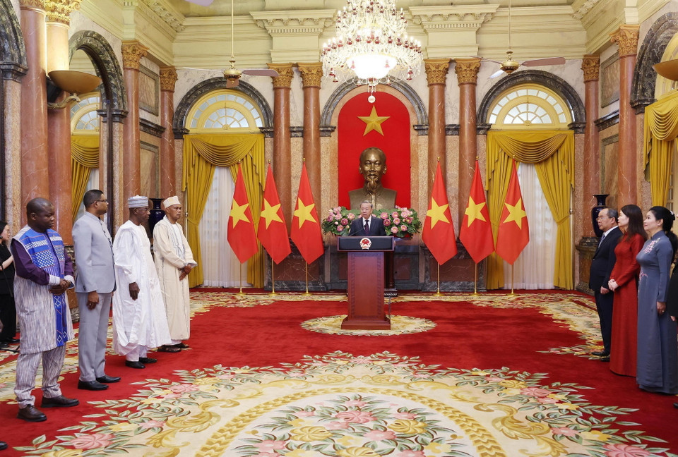 Tổng Bí thư, Chủ tịch nước Tô Lâm phát biểu tại buổi tiếp các Đại sứ đến trình Quốc thư. (Ảnh: Lâm Khánh/TTXVN)