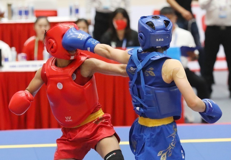 Đội tuyển Wushu Việt Nam thi đấu thành công khi giành 10 trên tổng số 21 Huy chương Vàng các nội dung thi đấu tại kỳ SEA Games này. (Ảnh: TTXVN)