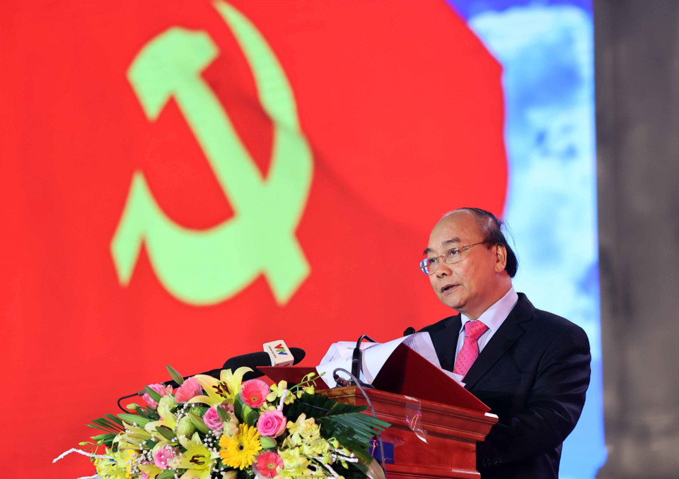 Thủ tướng Nguyễn Xuân Phúc phát biểu tại buổi lễ. (Ảnh: Thống Nhất/TTXVN)