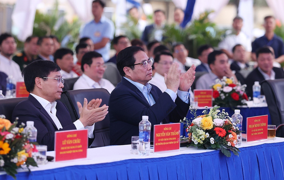 Thủ tướng Phạm Minh Chính dự lễ khởi công Dự án xây dựng nhà ga hành khách T3 Cảng hàng không quốc tế Tân Sơn Nhất. (Ảnh: Dương Giang/TTXVN)