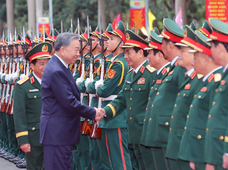 Tổng Bí thư Tô Lâm và các đại biểu. (Ảnh: Trọng Đức/ TTXVN)