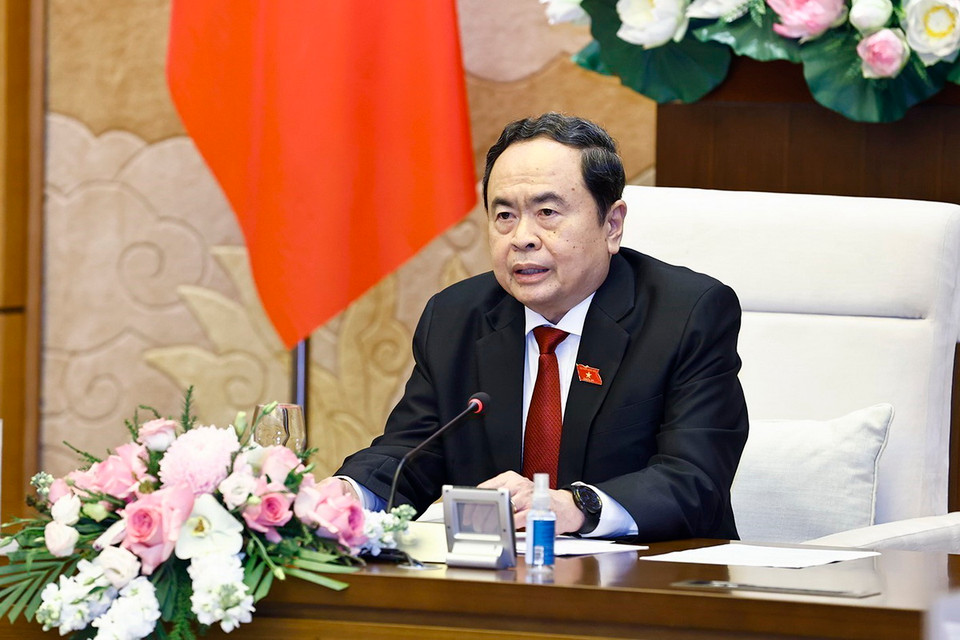 Chủ tịch Quốc hội Trần Thanh Mẫn phát biểu. (Ảnh: Doãn Tấn/TTXVN)