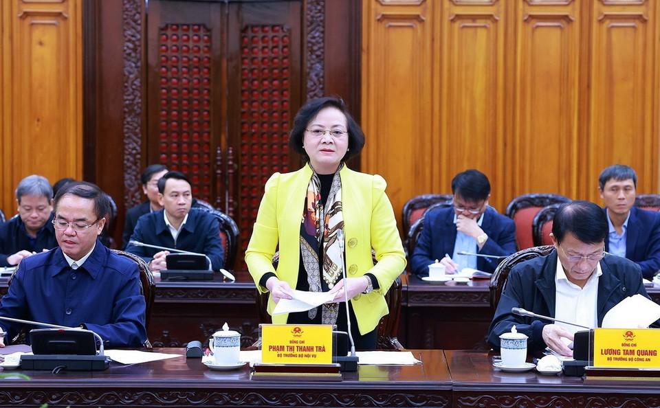 Bộ trưởng Bộ Nội vụ Phạm Thị Thanh Trà phát biểu. (Ảnh: Dương Giang/TTXVN)