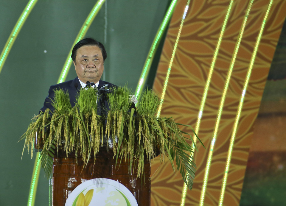 Bộ trưởng Bộ Nông nghiệp và Phát triển Nông thôn Lê Minh Hoan phát biểu khai mạc. (Ảnh: Duy Khương/TTXVN)