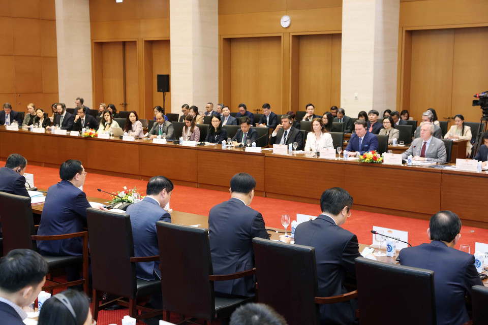 Các đại biểu dự buổi tiếp. (Ảnh: Nhan Sáng/TTXVN)