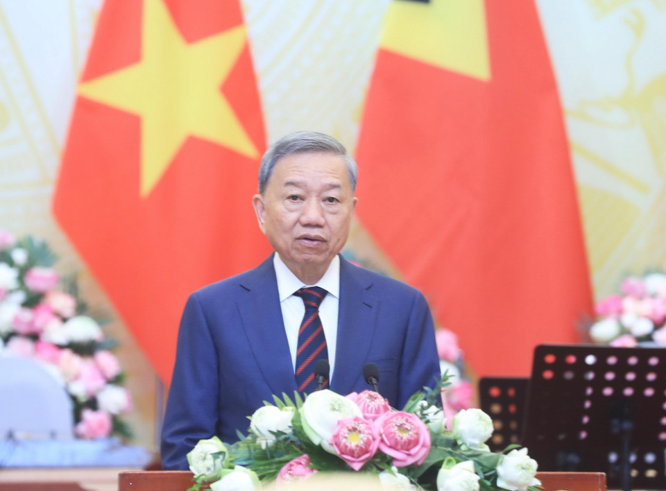 Chủ tịch nước Tô Lâm phát biểu chào mừng. (Ảnh: Lâm Khánh/TTXVN)