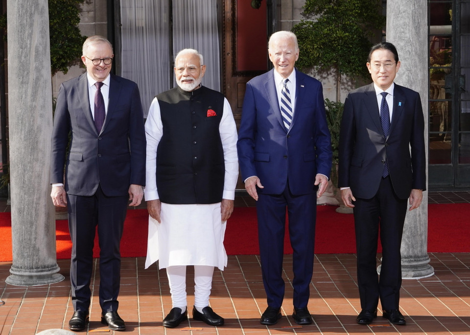 Ngày 21/9/2024, trong tuyên bố chung sau hội nghị thượng đỉnh ở Delaware (Mỹ), các nhà lãnh đạo của nhóm Bộ tứ (Quad) - gồm Australia, Ấn Độ, Nhật Bản và Mỹ, đã nhất trí mở rộng hợp tác về an ninh hàng hải, tập trung vào việc nâng cao khả năng tương tác giữa các lực lượng bảo vệ bờ biển của các nước thành viên. (Ảnh: Kyodo/TTXVN)