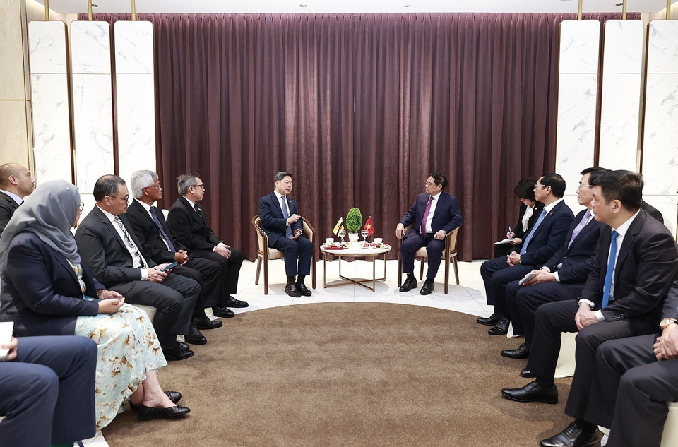 Thủ tướng Phạm Minh Chính tiếp ông Dato Dr. Mohd Amin Liew Abdullah, Bộ trưởng Văn phòng Thủ tướng kiêm Bộ trưởng Bộ Tài chính và Kinh tế II của Brunei. (Ảnh: Dương Giang/TTXVN)