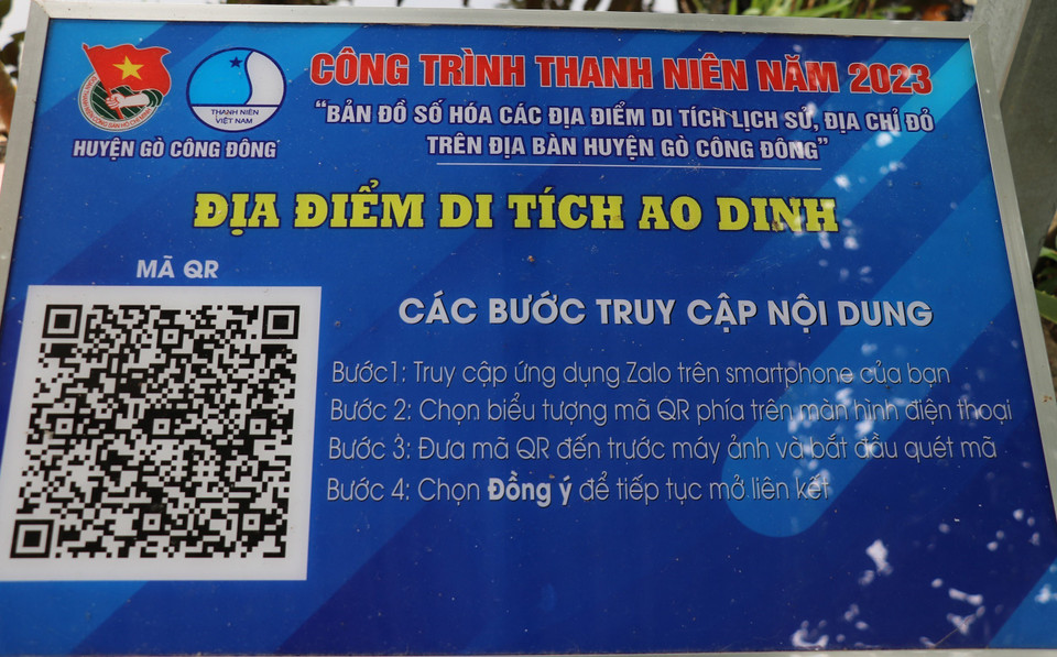 Di tích Ao Dinh ở xã Tân Phước, huyện Gò Công Đông (tỉnh Tiền Giang) được số hóa giúp người dân truy cập trực tuyến. (Ảnh: Hữu Chí/TTXVN)