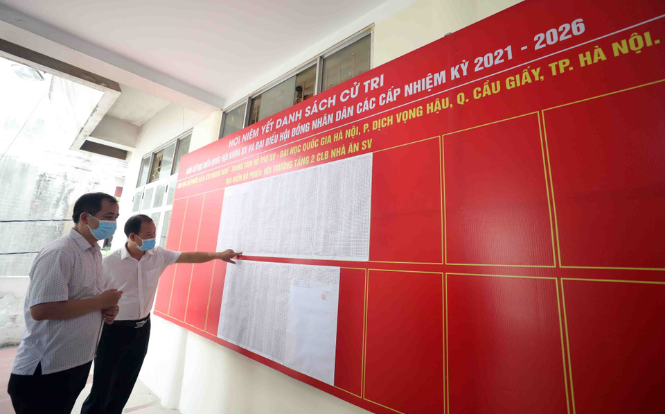 Các điểm bỏ phiếu dành cho sinh viên nội trú đã cơ bản hoàn tất công tác chuẩn bị.(Ảnh: Thanh Tùng/TTXVN)