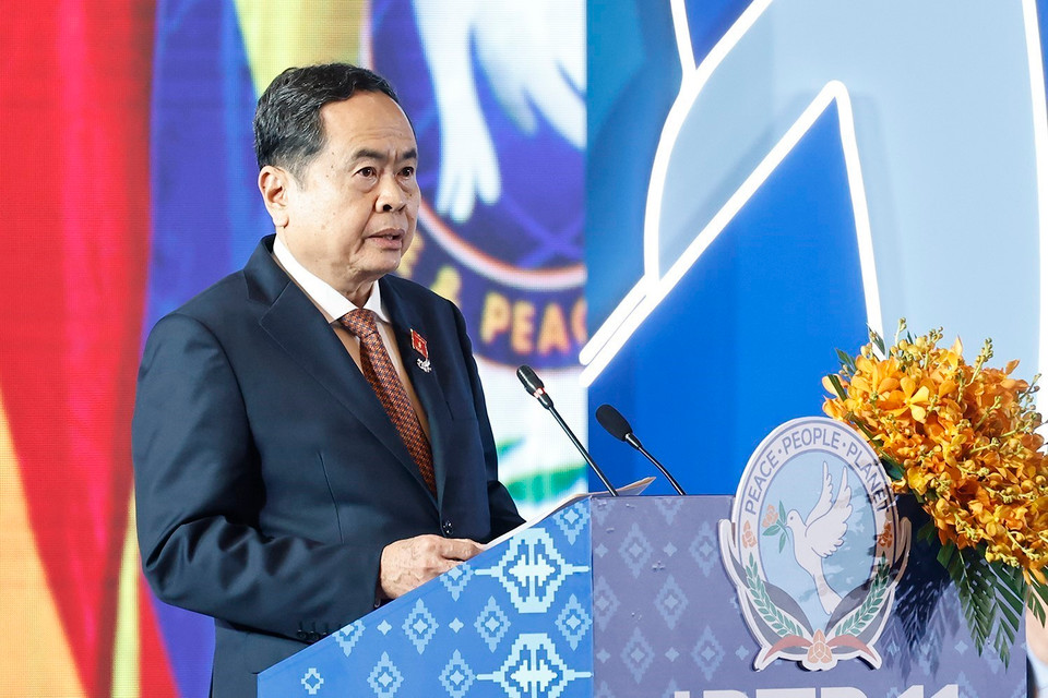 Chủ tịch Quốc hội Trần Thanh Mẫn phát biểu. (Ảnh: Doãn Tấn/TTXVN)