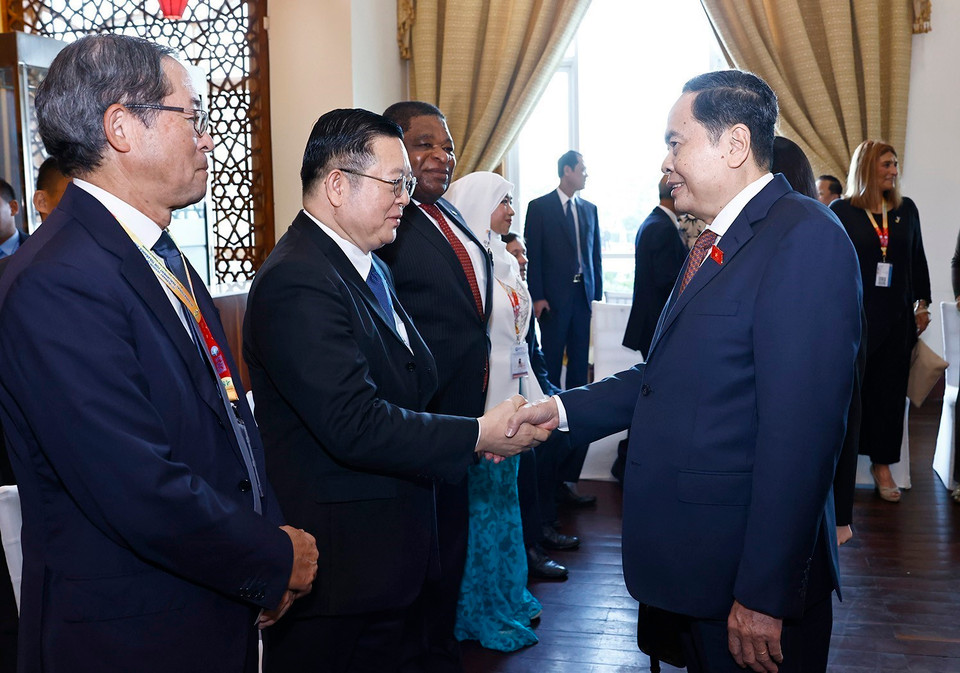 Chủ tịch Quốc hội Trần Thanh Mẫn với đại biểu dự Hội nghị. (Ảnh: Doãn Tấn/TTXVN)