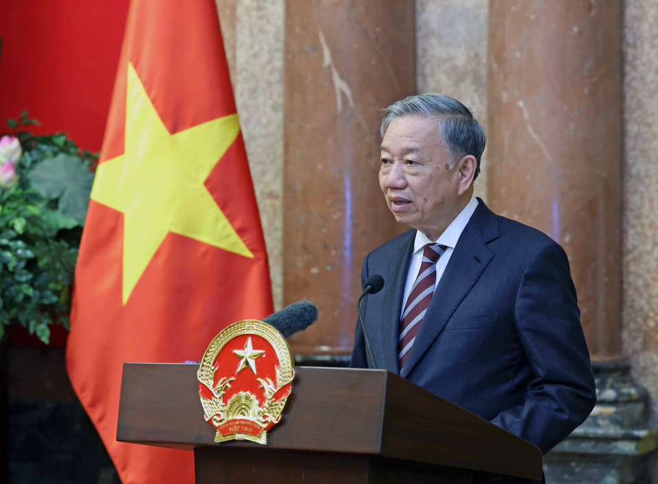 Chủ tịch nước Tô Lâm phát biểu. (Ảnh: Nhan Sáng/TTXVN)