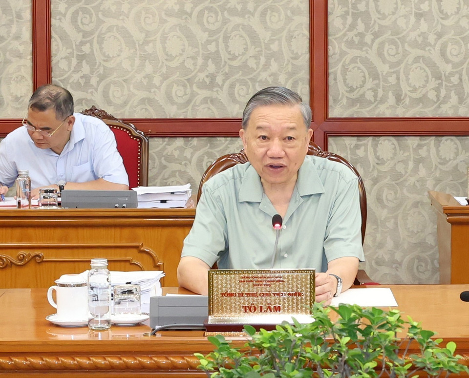 Tổng Bí thư, Chủ tịch nước Tô Lâm phát biểu chỉ đạo. (Ảnh: Trí Dũng/TTXVN)