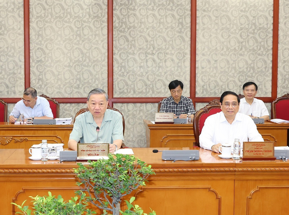 Tổng Bí thư, Chủ tịch nước Tô Lâm phát biểu chỉ đạo. (Ảnh: Trí Dũng/TTXVN)