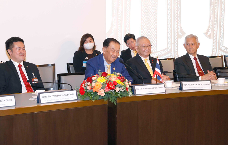 Chủ tịch Quốc hội Vương quốc Thái Lan Wan Muhamad Noor Matha phát biểu. (Ảnh: Doãn Tấn/TTXVN)