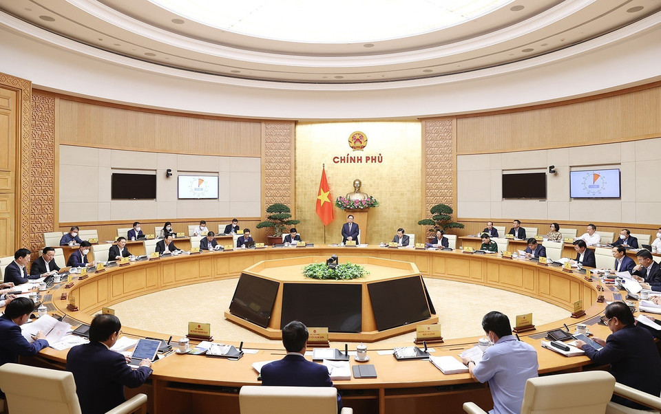 Quang cảnh phiên họp Chính phủ thường kỳ tháng 3. (Ảnh: Dương Giang/TTXVN)