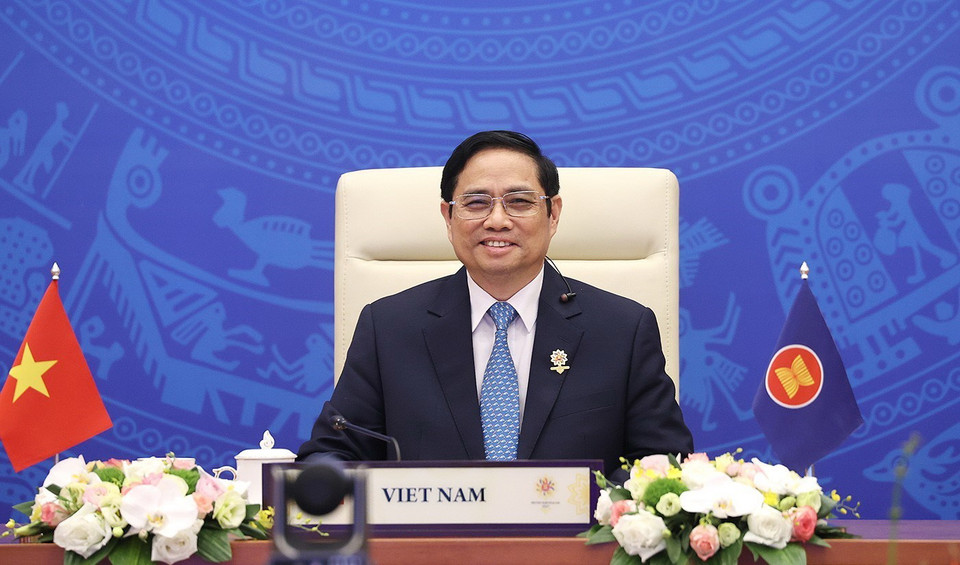 Thủ tướng Phạm Minh Chính tham dự Hội nghị cấp cao ASEAN +3 lần thứ 24. (Ảnh: Dương Giang/TTXVN)