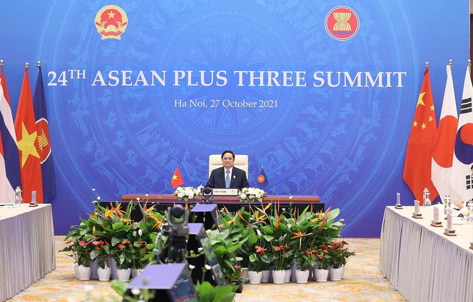 Thủ tướng Phạm Minh Chính tham dự Hội nghị cấp cao ASEAN +3 lần thứ 24. (Ảnh: Dương Giang/TTXVN)