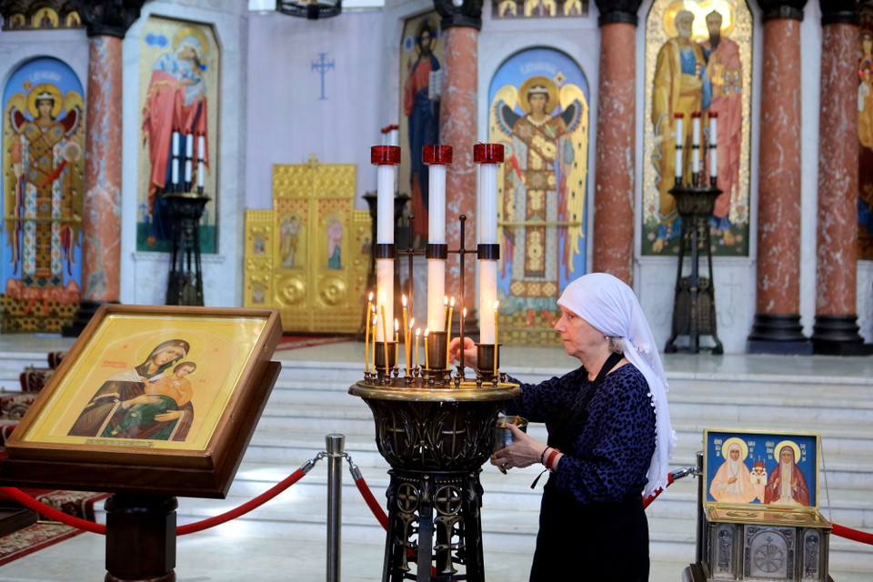 Nhà thờ chính tòa Hải quân là một trong những nhà thờ nổi tiếng của Saint Petersburg mang phong cách kiến trúc độc đáo. (Ảnh: Trần Hiếu/TTXVN)