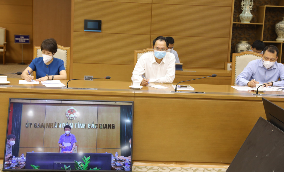 Quang cảnh cuộc họp trực tuyến. (Ảnh: Nguyễn Điệp/TTXVN)