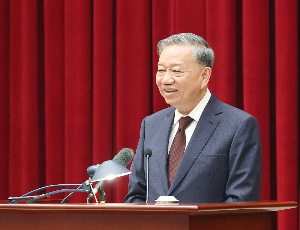 Tổng Bí thư Tô Lâm phát biểu chỉ đạo. (Ảnh: Thống Nhất/TTXVN)