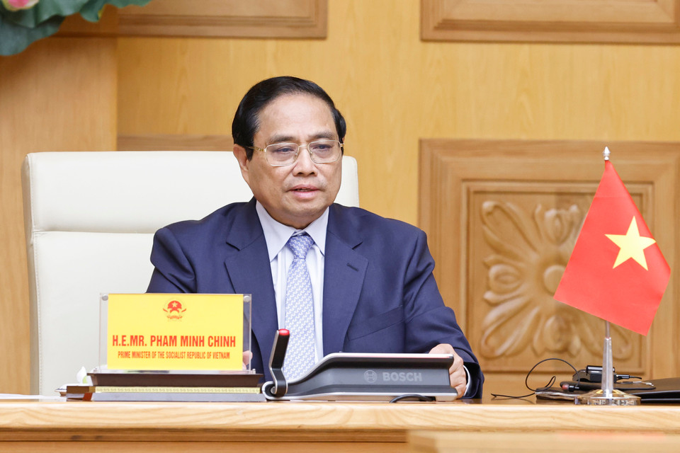 Thủ tướng Phạm Minh Chính phát biểu tại hội nghị. (Ảnh: Doãn Tấn/TTXVN)