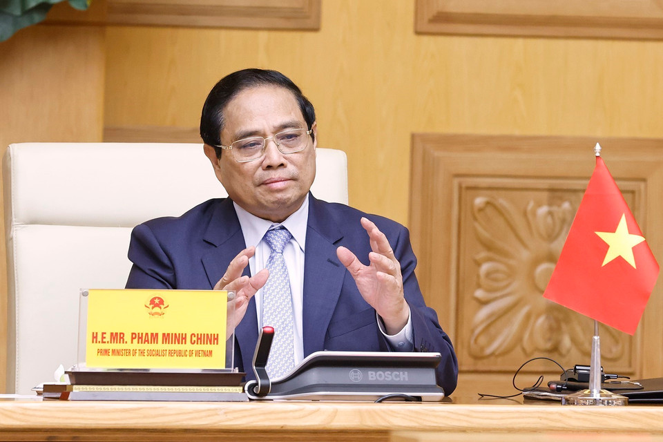 Thủ tướng Phạm Minh Chính phát biểu tại hội nghị. (Ảnh: Doãn Tấn/TTXVN)