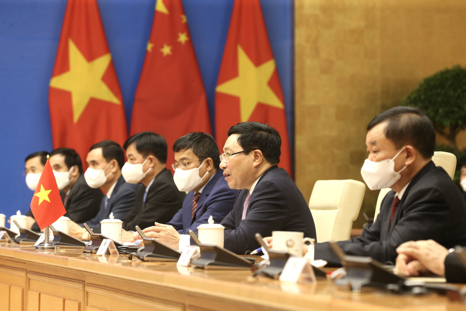 Phó Thủ tướng Thường trực Phạm Bình Minh phát biểu khai mạc Phiên họp lần thứ 13 Ủy ban Chỉ đạo hợp tác song phương Việt Nam-Trung Quốc. (Ảnh: Lâm Khánh/TTXVN)