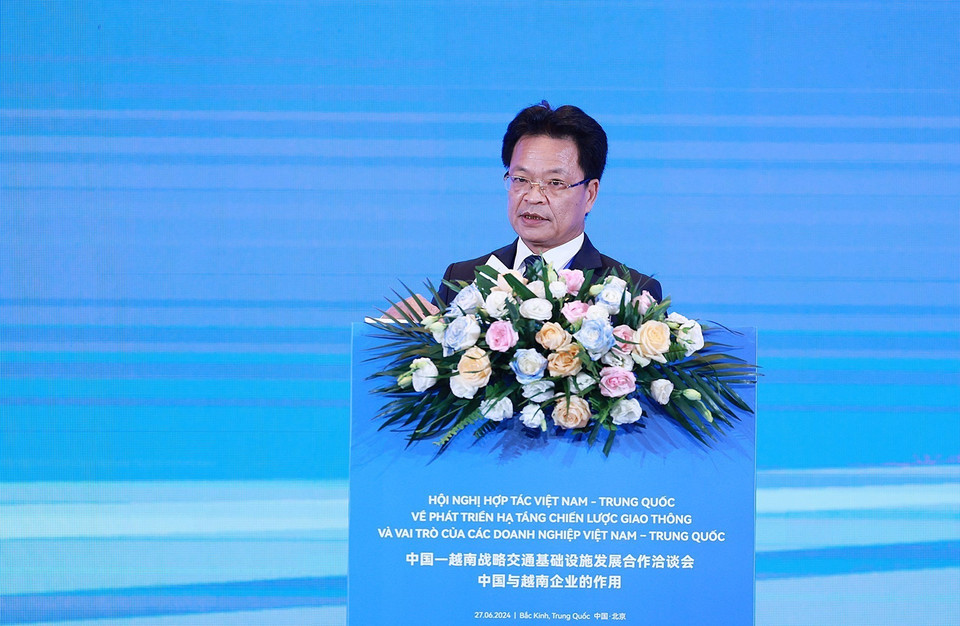 Chủ tịch Hội đồng thành viên Tổng công ty Đường sắt Việt Nam Đặng Sỹ Mạnh phát biểu. (Ảnh: Dương Giang/TTXVN)