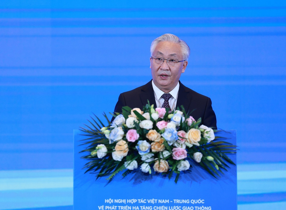 Phó Thủ tướng Trung Quốc Trương Quốc Thanh phát biểu. (Ảnh: Dương Giang/TTXVN)