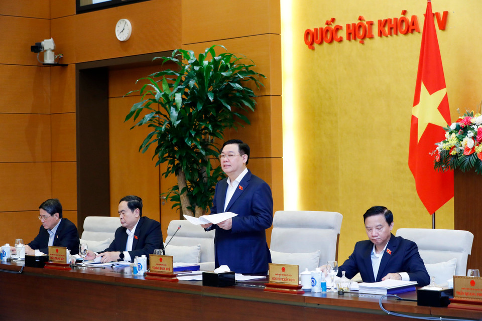 Chủ tịch Quốc hội Vương Đình Huệ phát biểu khai mạc. (Ảnh: Nhan Sáng/TTXVN)