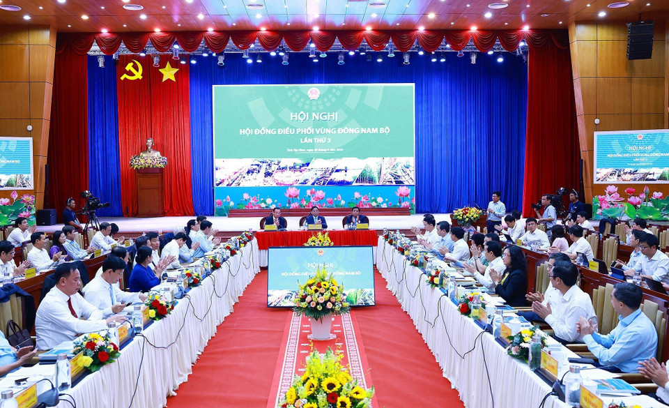 Hội nghị lần thứ ba Hội đồng điều phối vùng Đông Nam Bộ. (Ảnh: Dương Giang/TTXVN)