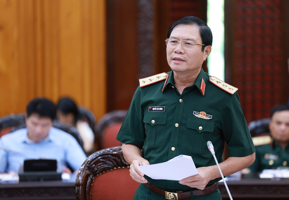 Thượng tướng Nguyễn Tân Cương, Tổng Tham mưu Trưởng Quân đội Nhân dân Việt Nam phát biểu. (Ảnh: Dương Giang/TTXVN)