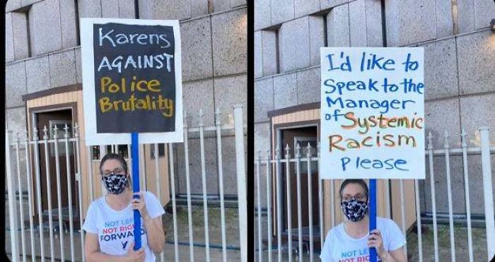 Một người biểu tình xuống đường với nhiều khẩu hiệu phản đối khác nhau. (Nguồn: Boredpanda.com)